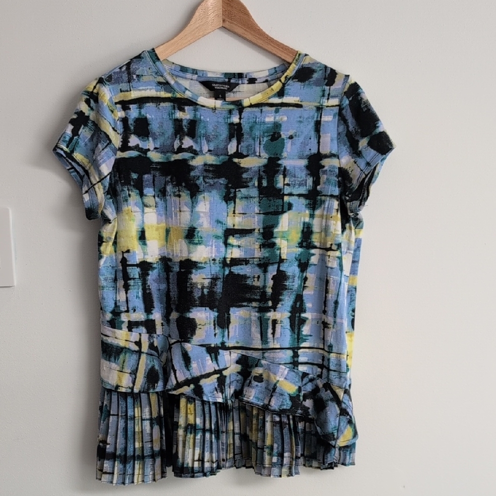 Simply Vera Vera Wang Graphic Pleated T-shirt Blouse Oversized Size S